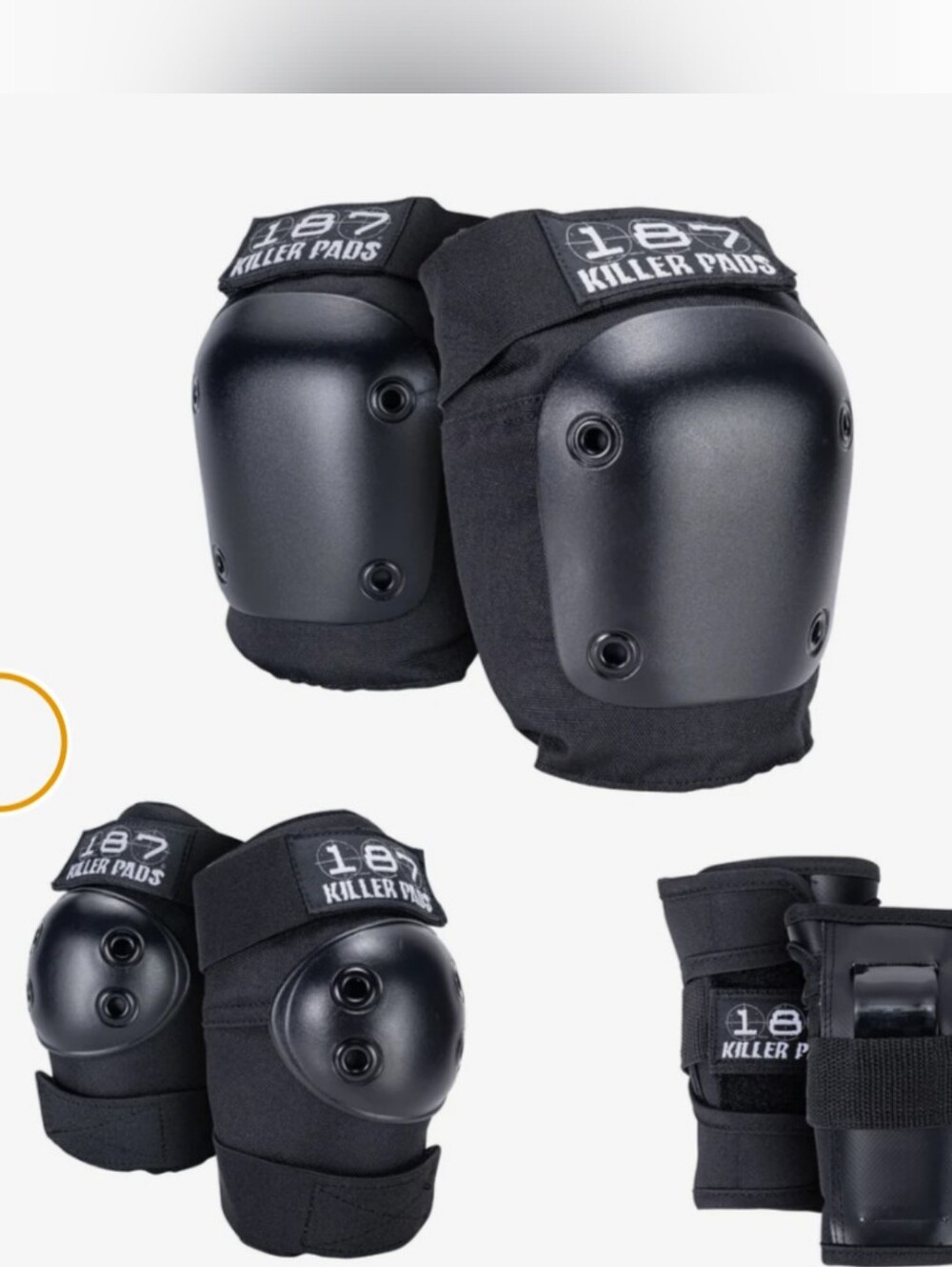 187 Killer Pads Black Knee Wrist Elbow Pad Set New Rollerskate Skateboard BMX